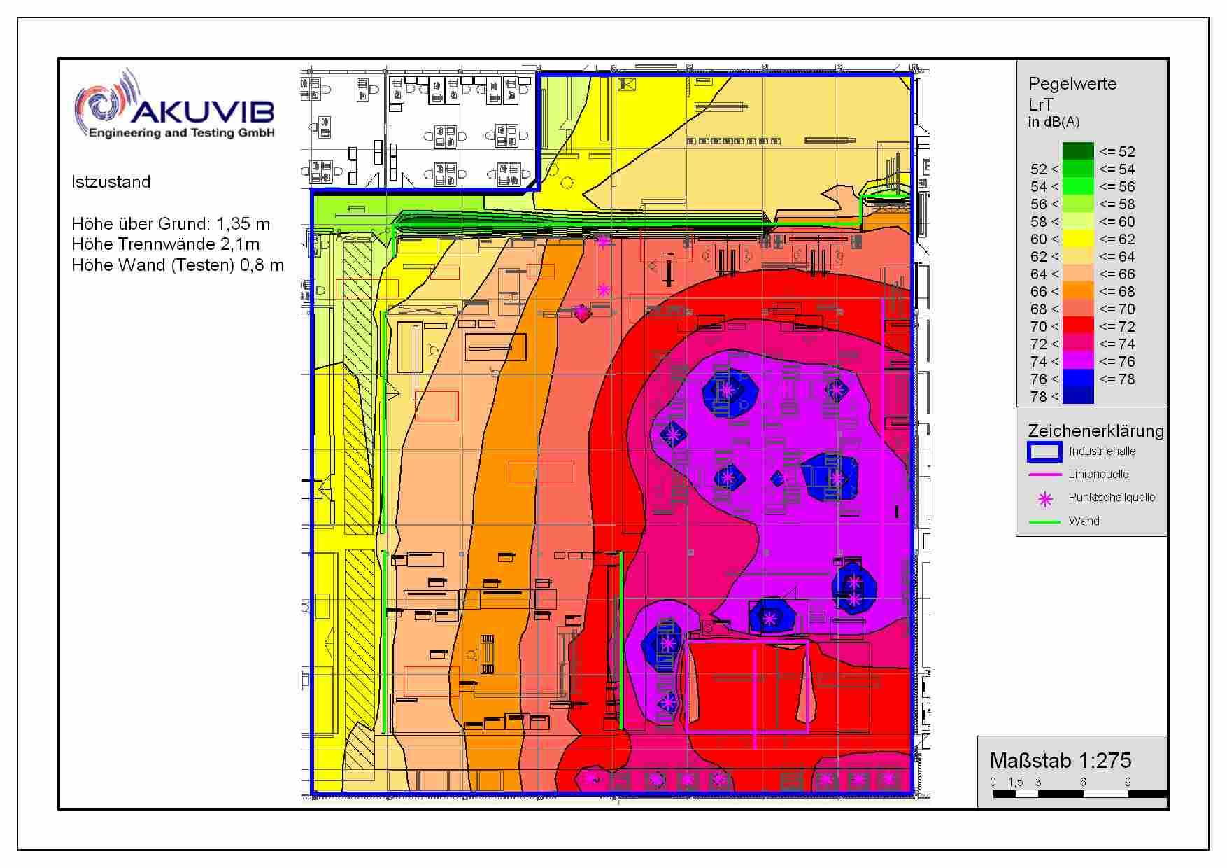 Lärmmessung am Arbeitsplatz und Visualisierung in Form einer Katasterlärmkarte